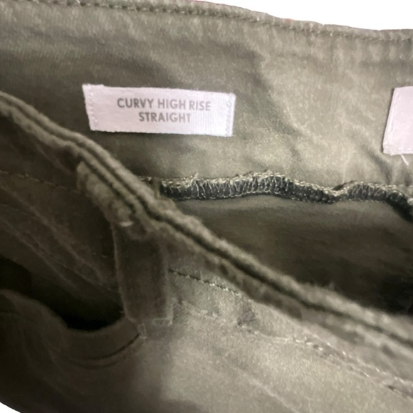 Loft Curvy High Rise Straight Leg Pants in Olive Green - Picture 6 of 10